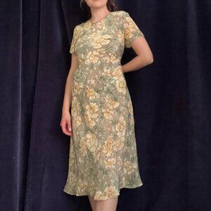 90s vintage large print floral midi dress